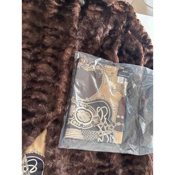 Dennis Basso Coat Women's Size Large Brown Faux Fur Lined Snow Winter Jacket - Picture 12 of 15